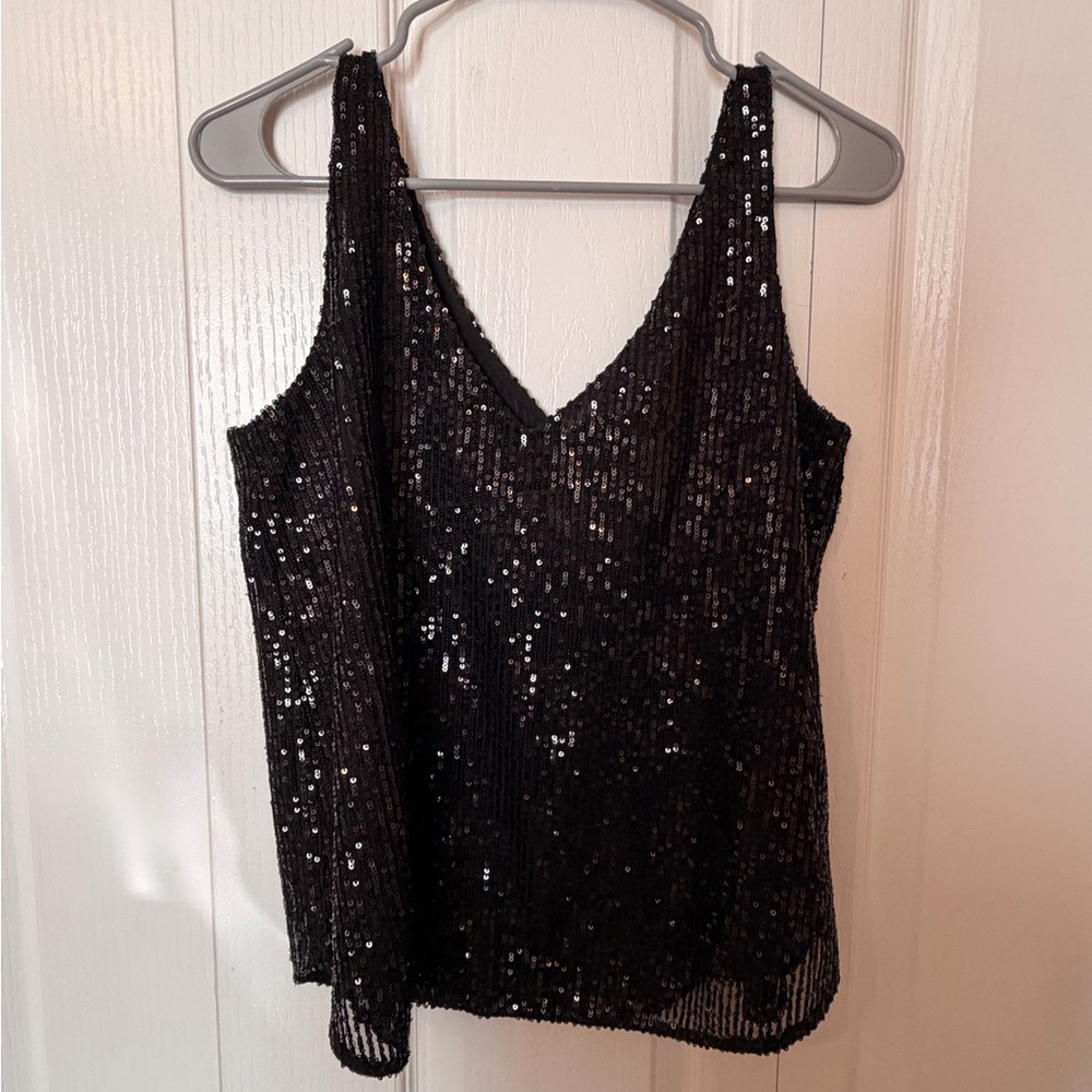 LOFT Black Sequin Camisole